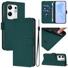 For Infinix Zero 30 4G Skin Feel Solid Color Leather Phone Case with Lanyard(Dark Green) - 1