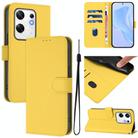 For Infinix Zero 30 4G Skin Feel Solid Color Leather Phone Case with Lanyard(Lemon Yellow) - 1