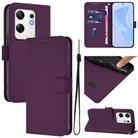 For Infinix Zero 30 4G Skin Feel Solid Color Leather Phone Case with Lanyard(Violet) - 1