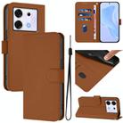 For Infinix Zero 30 5G Skin Feel Solid Color Leather Phone Case with Lanyard(Brown) - 1