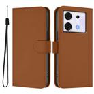 For Infinix Zero 30 5G Skin Feel Solid Color Leather Phone Case with Lanyard(Brown) - 2