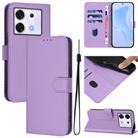 For Infinix Zero 30 5G Skin Feel Solid Color Leather Phone Case with Lanyard(Lavender Purple) - 1
