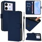 For Infinix Zero 30 5G Skin Feel Solid Color Leather Phone Case with Lanyard(Navy Blue) - 1