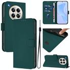 For Infinix Zero 40 4G / 5G Skin Feel Solid Color Leather Phone Case with Lanyard(Dark Green) - 1