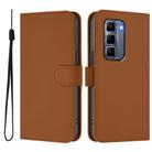 For Infinix Hot 50 Pro+ 4G Skin Feel Solid Color Leather Phone Case with Lanyard(Brown) - 2