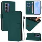 For Infinix Hot 50 Pro+ 4G Skin Feel Solid Color Leather Phone Case with Lanyard(Dark Green) - 1