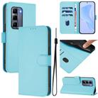 For Infinix Hot 50 Pro+ 4G Skin Feel Solid Color Leather Phone Case with Lanyard(Sky Blue) - 1