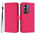 For Infinix Hot 50 Pro+ 4G Skin Feel Solid Color Leather Phone Case with Lanyard(Rose Red) - 2