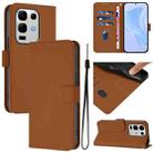 For Infinix Note 50S Skin Feel Solid Color Leather Phone Case with Lanyard(Brown) - 1