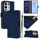 For Infinix Note 50S Skin Feel Solid Color Leather Phone Case with Lanyard(Navy Blue) - 1