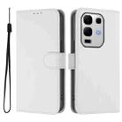 For Infinix Note 50S Skin Feel Solid Color Leather Phone Case with Lanyard(White) - 2