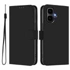 For Infinix Smart 10 4G Skin Feel Solid Color Leather Phone Case with Lanyard(Black) - 2