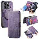For iPhone 15 Pro CaseNeo MagSafe RFID Anti-theft Retro Leather Phone Case(Purple) - 1