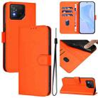 For Asus ROG Phone 8 / 8 Pro Skin Feel Solid Color Leather Phone Case with Lanyard(Orange) - 1