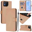 For Asus ROG Phone 8 / 8 Pro Skin Feel Solid Color Leather Phone Case with Lanyard(Nude) - 1