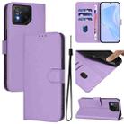 For Asus ROG Phone 8 / 8 Pro Skin Feel Solid Color Leather Phone Case with Lanyard(Lavender Purple) - 1