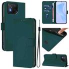 For Asus ROG Phone 8 / 8 Pro Skin Feel Solid Color Leather Phone Case with Lanyard(Dark Green) - 1