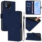 For Asus ROG Phone 8 / 8 Pro Skin Feel Solid Color Leather Phone Case with Lanyard(Navy Blue) - 1