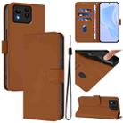 For Asus Zenfone 11 Ultra Skin Feel Solid Color Leather Phone Case with Lanyard(Brown) - 1