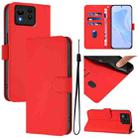 For Asus Zenfone 11 Ultra Skin Feel Solid Color Leather Phone Case with Lanyard(Red) - 1