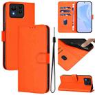 For Asus Zenfone 11 Ultra Skin Feel Solid Color Leather Phone Case with Lanyard(Orange) - 1