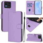 For Asus Zenfone 11 Ultra Skin Feel Solid Color Leather Phone Case with Lanyard(Lavender Purple) - 1