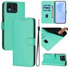 For Asus Zenfone 11 Ultra Skin Feel Solid Color Leather Phone Case with Lanyard(Green) - 1