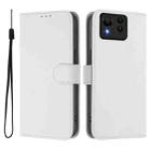 For Asus Zenfone 11 Ultra Skin Feel Solid Color Leather Phone Case with Lanyard(White) - 2