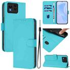 For Asus Zenfone 11 Ultra Skin Feel Solid Color Leather Phone Case with Lanyard(Lake Blue) - 1