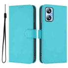 For Blackview A52 / A52 Pro Skin Feel Solid Color Leather Phone Case with Lanyard(Lake Blue) - 2