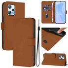 For Blackview A53 Skin Feel Solid Color Leather Phone Case with Lanyard(Brown) - 1