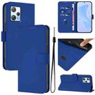 For Blackview A53 Skin Feel Solid Color Leather Phone Case with Lanyard(Dark Blue) - 1