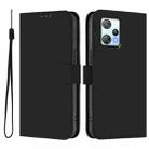 For Blackview A53 Skin Feel Solid Color Leather Phone Case with Lanyard(Black) - 2