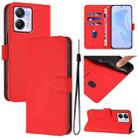 For Blackview Oscal Modern 8 / Color 8 Skin Feel Solid Color Leather Phone Case with Lanyard(Red) - 1