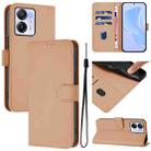 For Blackview Oscal Modern 8 / Color 8 Skin Feel Solid Color Leather Phone Case with Lanyard(Nude) - 1