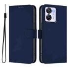 For Blackview Oscal Modern 8 / Color 8 Skin Feel Solid Color Leather Phone Case with Lanyard(Navy Blue) - 2