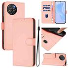 For Blackview Shark 8 / Oscal Tiger 12 Skin Feel Solid Color Leather Phone Case with Lanyard(Pink) - 1