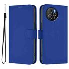 For Blackview Shark 8 / Oscal Tiger 12 Skin Feel Solid Color Leather Phone Case with Lanyard(Dark Blue) - 2