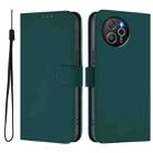 For Blackview Shark 8 / Oscal Tiger 12 Skin Feel Solid Color Leather Phone Case with Lanyard(Dark Green) - 2