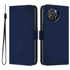 For Blackview Shark 8 / Oscal Tiger 12 Skin Feel Solid Color Leather Phone Case with Lanyard(Navy Blue) - 2