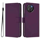 For Blackview Shark 8 / Oscal Tiger 12 Skin Feel Solid Color Leather Phone Case with Lanyard(Violet) - 2