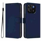 For Blackview Wave 6C Skin Feel Solid Color Leather Phone Case with Lanyard(Navy Blue) - 2