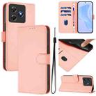 For Blackview Wave 8C Skin Feel Solid Color Leather Phone Case with Lanyard(Pink) - 1