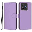 For Blackview Wave 8C Skin Feel Solid Color Leather Phone Case with Lanyard(Lavender Purple) - 1