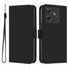 For Blackview Wave 8C Skin Feel Solid Color Leather Phone Case with Lanyard(Black) - 1