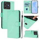 For Blackview Wave 8C Skin Feel Solid Color Leather Phone Case with Lanyard(Mint Green) - 2