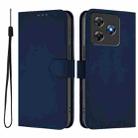 For Blackview Wave 8C Skin Feel Solid Color Leather Phone Case with Lanyard(Navy Blue) - 1