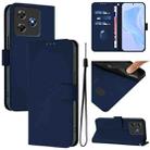 For Blackview Wave 8C Skin Feel Solid Color Leather Phone Case with Lanyard(Navy Blue) - 2