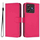 For Blackview Wave 8C Skin Feel Solid Color Leather Phone Case with Lanyard(Rose Red) - 1