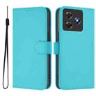 For Blackview Wave 8C Skin Feel Solid Color Leather Phone Case with Lanyard(Lake Blue) - 1